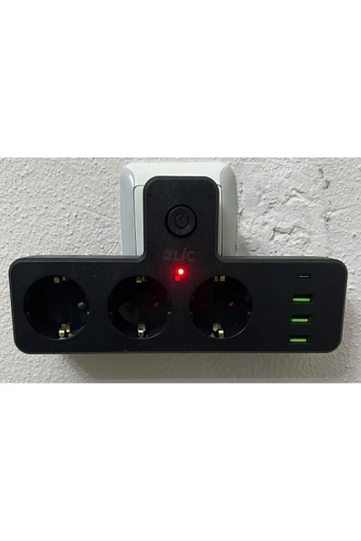 Blic Rose Teknoloji Ftr-12 Termal Akım Korumalı 3 Priz / 3 Usb / 1 Typec 20w Girişli Duvar Tipi 3 Lü Priz - 4