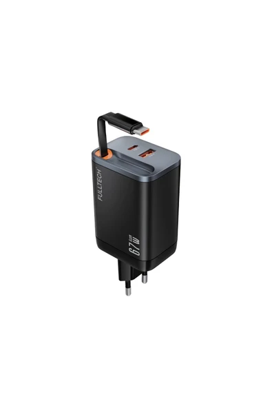 Fulltech 67W HIZLI ŞARJ PREMİUM KALİTE DAHİLİ  TYPE-C + USB-A ÇIKIŞ, MAKARA SİSTEMLİ DAHİLİ TYPE-C KABLOLU - 2