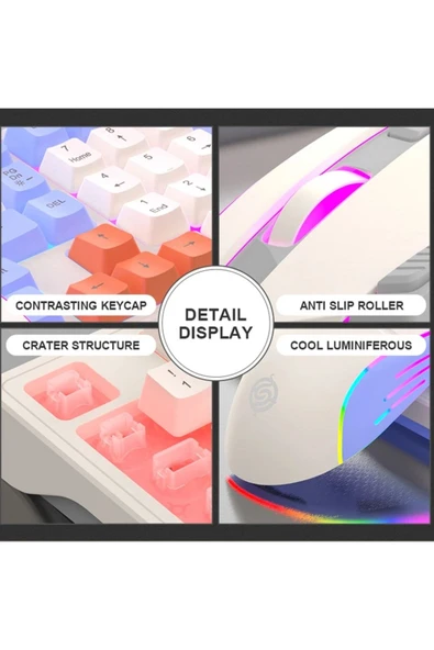 Sarftech KM-800 Grey Reinbow Aydınlatmalı Gaming Oyuncu Klavye Mouse Set - 3