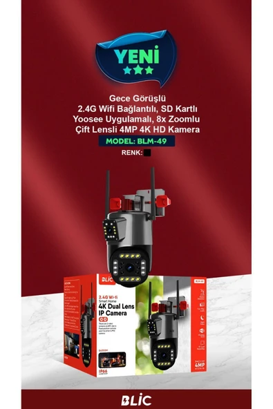 Sarftech 2 2mp 4k Full Hd Ip Kamera Wifi Özellikli Hareket Takipli Gece Sensörlü Sirenli Kamera Blm-49 - 5