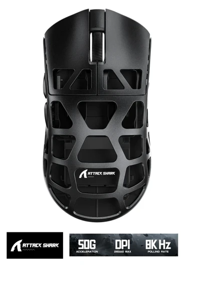 Sarftech Attack Shark R3 Magnezyum Alaşımlı APP Uygulamalı 8Khz Ultra Hız Tepki 26.000DPI Gaming Oyuncu Mouse