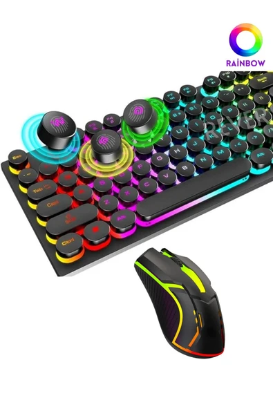 Sarftech Led Işıklı Daktilo Tuş Tasarımlı Gaming Oyuncu Klavye Mouse Seti - 3