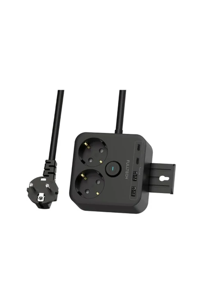 EksikSepeti Fulltech Siyah Termal Akım Korumalı 2 Li Priz 2x Type C 2x USB 3680 W FTR-21