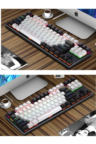 Sarftech Leaven K550 RGB Beyaz/Siyah K550 Mavi Blue Switch Mekanik Gaming Oyuncu Klavyesi - 5