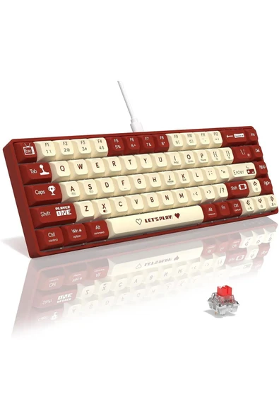 Ajazz Ak680 Kırmızı Switch Hot-swap Kablolu Mekanik Oyuncu Gaming Klavye
