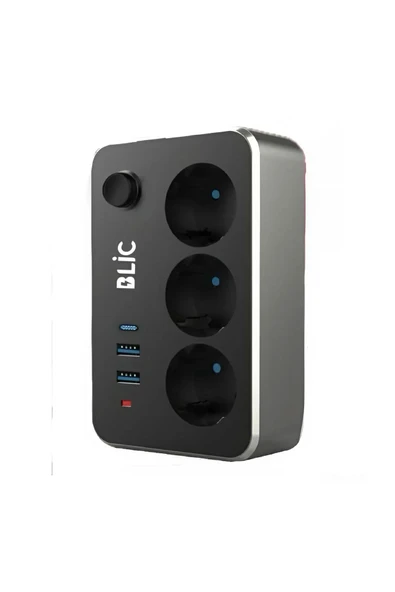 Blic Rose Teknoloji Ftr-02 Termal Akım Korumalı 3 Priz 2 Usb 1 Type-c Girişli 2m Kablolu Üçlü Priz - 4
