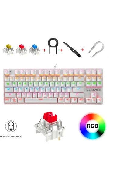 Sarftech K5.50 RGB Hot-Swap 1.Sınıf Hissiyat Ekstra Yedek Switch ve Aksesuarlı Mekanik Gaming Oyuncu Klavyesi