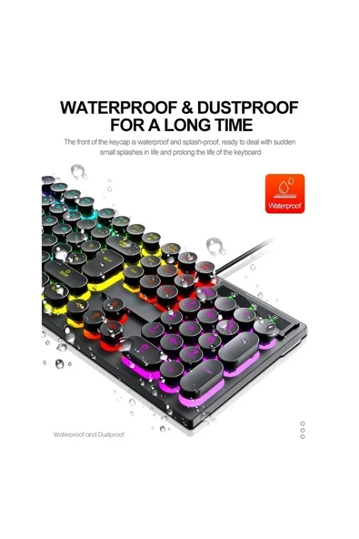 Blic BKB-8 Rainbow Aydınlatmalı Daktilo Klavye Mouse Set 105 Tuşlu Led Işıklı Usb Kablolu