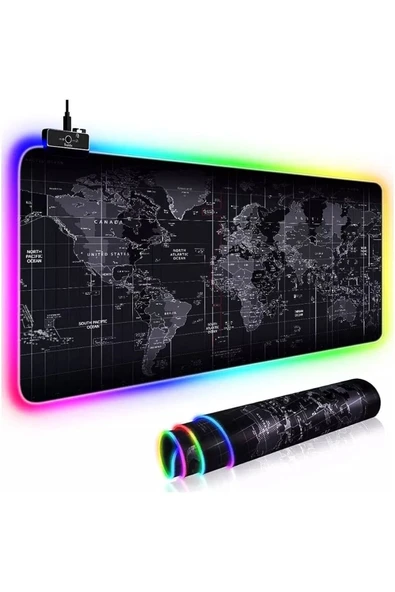 Sarftech 80x30 Rgb Dünya Desenli Mouse Pad Led Işıklı Su Geçirmez Dünya Desen Gaming Mousepad 80x30 - 2