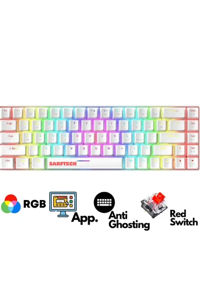 ATAsoft T60 Beyaz Red Kırmızı Switch Klavye Kablolu Gaming Driverli Oyuncu Klavyesi T60 Mini Q Klavye