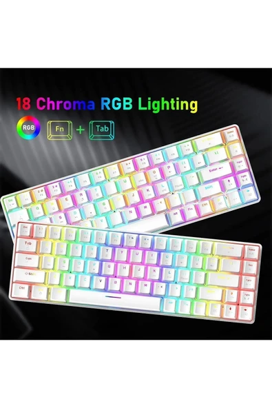 Sarftech T60V Türkçe Q Beyaz Mini Rgb App Uygulamalı Antighosting Mekanik Gaming Oyuncu Klavyesi T60V - 7