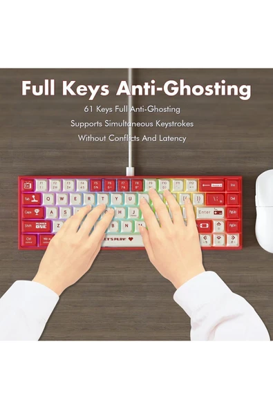 Ajazz Ak680 Kırmızı Switch Hot-swap Kablolu Mekanik Oyuncu Gaming Klavye - 7