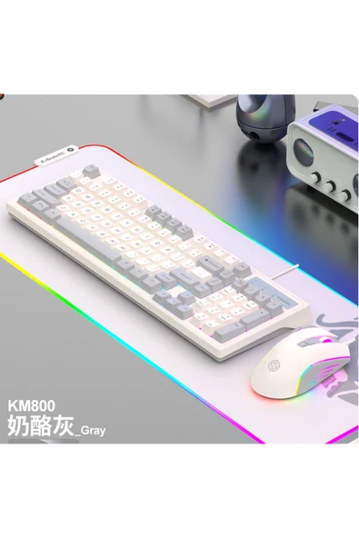 Sarftech KM-800 Grey Reinbow Aydınlatmalı Gaming Oyuncu Klavye Mouse Set - 4
