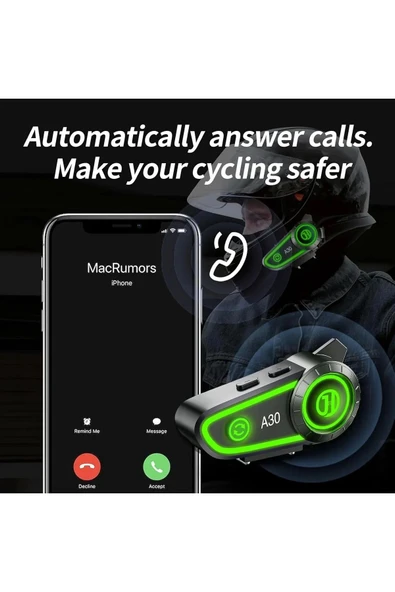Sarftech A30 2X Eşleşmeli Intercom Motor Kurye Kask Bluetooth Kulaklık - 3