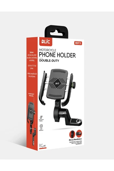 Sarftech 360° Ayarlanabilir Mekanik Sabitlenen 4-7'' Bisiklet Motosiklet ATV  Telefon Tutucu Tutacağı BTS3 - 2