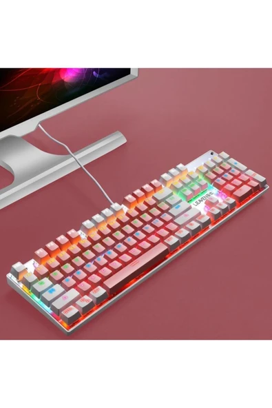 Sarftech Leaven K660 Kablolu 104 Tuşlu Mavi Switch Rgb Mekanik Klavye-pembe - 2