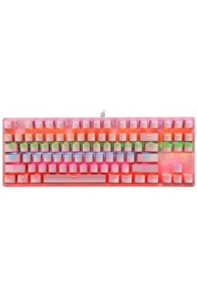 Sarftech Leaven K550 Pembe Usb Led Kablolu 87 Tuşlu Mekanik Oyun Klavyesi - Beyaz (kırmızı Switch) - 8