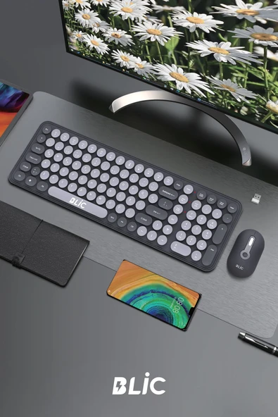 Sarftech BKB6 Pembe Ev Ofis İş Yeri 2.4 GHz Kablosuz Klavye Mouse Seti - 3