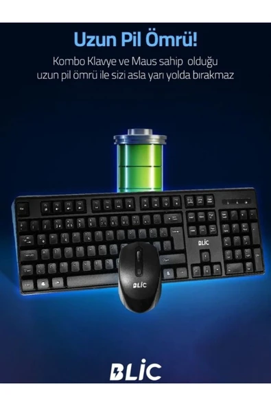 Sarftech BKB1 Siyah Türkçe Q Ev Ofis Kullanıma Uygun Kablosuz Klavye Mouse Set - 5