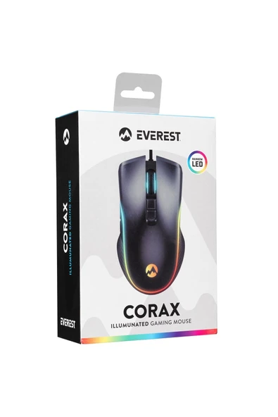 Everest SM-G56 CORAX Usb Siyah 7D Optik 7200dpi LED Işıklı Gaming Oyuncu Mouse - 8