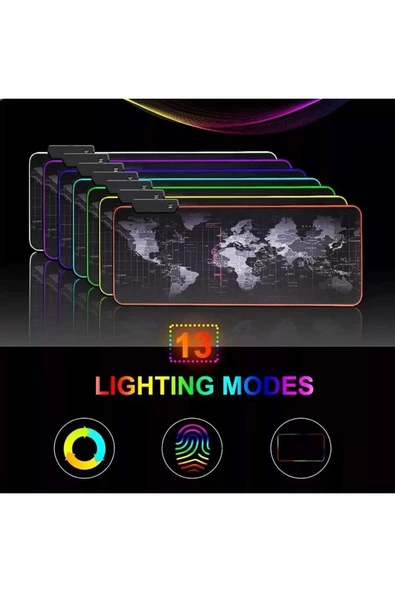 Sarftech 80x30 Rgb Dünya Desenli Mouse Pad Led Işıklı Su Geçirmez Dünya Desen Gaming Mousepad 80x30 - 5