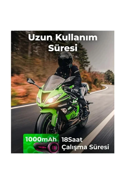 Sarftech 2X Bağlantılı Telsizli Bluetooth 5.3 Motosiklet Kask Kulaklık Intercom Işıklı Motorsiklet Interkom - 6