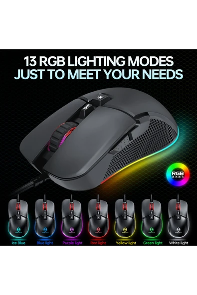 Sarftech Siyah Rgb 7 Tuşlu Drag Click 7.200Dpi Makrolu Yazılım App Destekli Gaming Oyuncu Mouse - 4