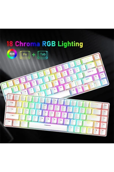 Sarftech Ziyou. %60 Beyaz RGB Uygulamalı Blue Switch Kablolu Gaming Klavye Mavi Switch Rgb Oyuncu Klavyesi - 6