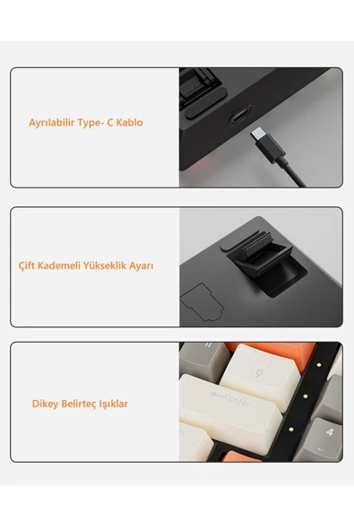 Leaven K780 Kompakt Mekanik Oyuncu Klavyesi-Hot swap-78 Tuş-Switch Hediyeli - 7