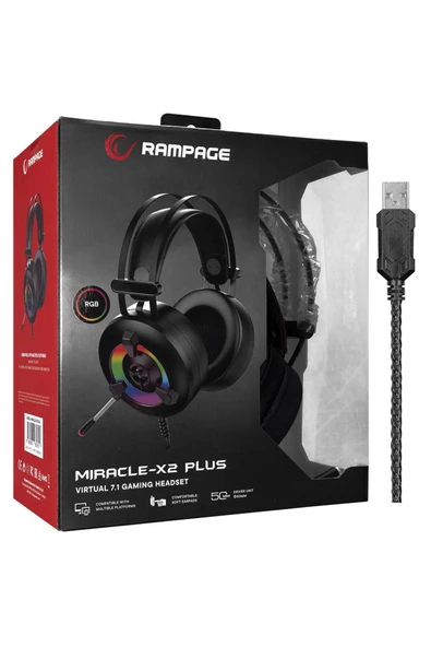 Rampage Miracle-x2 Plus Siyah Rgb Led 7.1 Surround Sound System Gaming Mikrofonlu Oyuncu Kulaklığı - 2