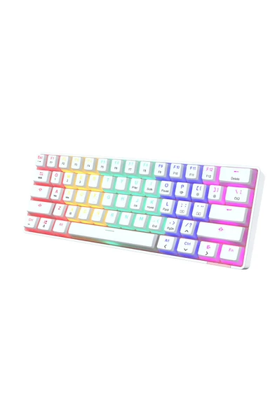 Sarftech Stk61 Beyaz Rgb Ledli Tam Mekanik Kahverengi Switch Gaming Bluetooth Kablosuz Oyuncu Klavyesi - 2