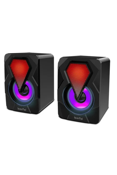 Sarftech Bilgisayar Hoparlörü RGB Led Işıklı Gaming Oyuncu Hoparlörü 3.5mm Jack Usb Speaker 1+1 Ses Sistemi - 2
