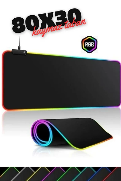 Sarftech 80x30 Rgb Mouse Pad Led Işıklı Speed Yüzey Su Geçirmez Gamepad Baskısız Siyah Renk Gaming Mousepad