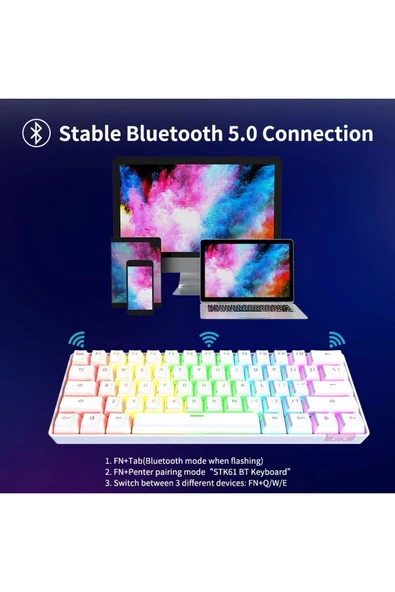 Ajazz %60 Kablosuz Mekanik Oyuncu Klavyesi-brown Switch-pudding Keycap - 5