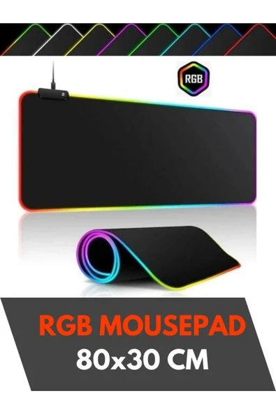 Sarftech 80x30 Rgb Mouse Pad Led Işıklı Speed Yüzey Su Geçirmez Gamepad Baskısız Siyah Renk Gaming Mousepad - 2