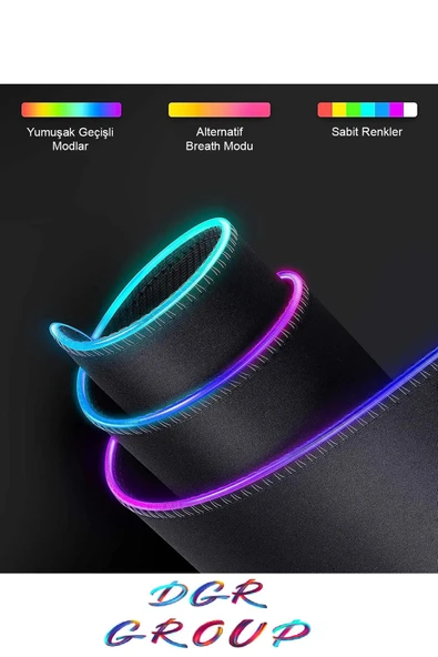 RAYTENG Mouse Pad Siyah Led Işıklı Rgb Mouse Pad 80x30 Mouse Pad Mausepadd - 2