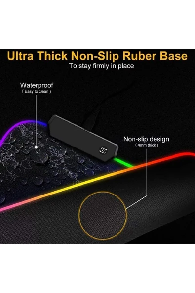 Sarftech 70x30 Rgb Dünya Desenli Led Işıklı Speed Yüzey Gamepad Dünya Desen Gaming Mousepad 70x30 - 6