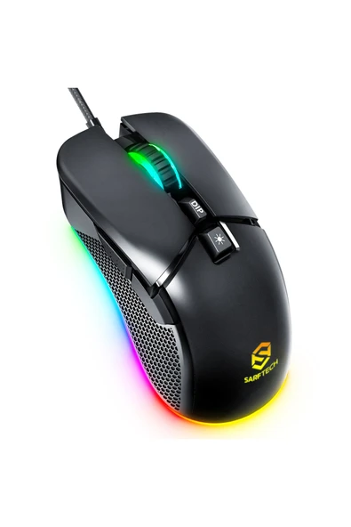 Sarftech Siyah Rgb 7 Tuşlu Drag Click 7.200Dpi Makrolu Yazılım App Destekli Gaming Oyuncu Mouse - 2