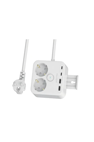 EksikSepeti Fulltech Beyaz Termal Akım Korumalı 2 Li Priz 2x Type C 2x USB 3680 W FTR-21