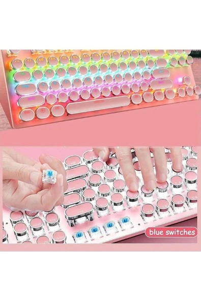 Sarftech Leaven Beyaz Daktilo Tarzı K550 Mavi Blue Switch Rgb Mekanik Klavye -su Geçirmez - 2