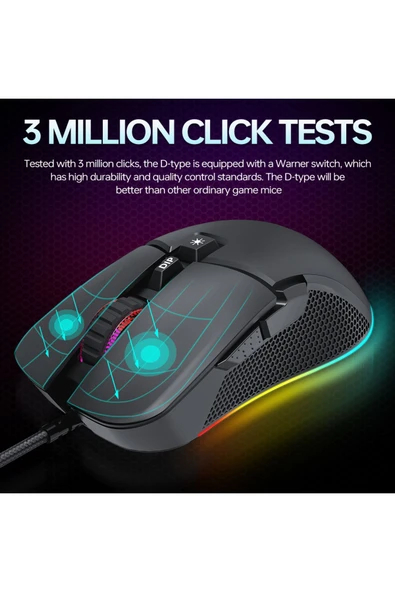 Sarftech Siyah Rgb 7 Tuşlu Drag Click 7.200Dpi Makrolu Yazılım App Destekli Gaming Oyuncu Mouse - 5