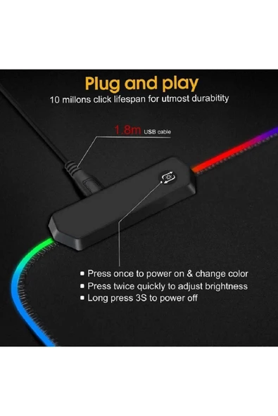 DLIC Rgb Mause Pad Led Işıklı 80x30 Rbg Mause Pad Gamıng Mause Pad - 6
