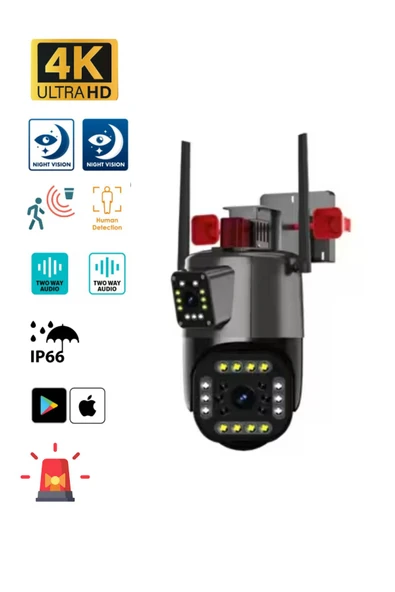 Sarftech 2 2mp 4k Full Hd Ip Kamera Wifi Özellikli Hareket Takipli Gece Sensörlü Sirenli Kamera Blm-49