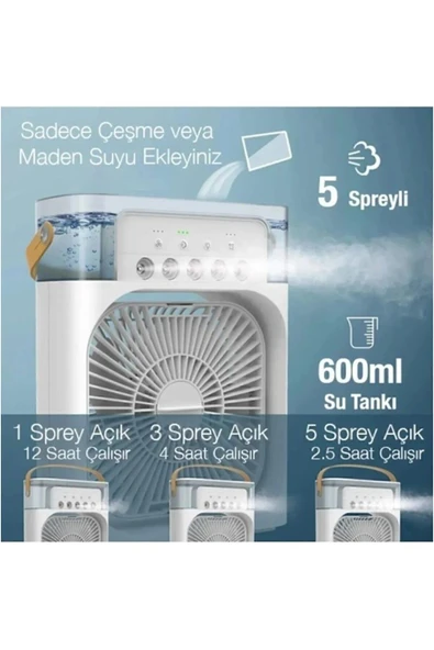 EZERE Taşınabilir Ev Ofis Hava Vantilatörü Nemlendirici Fan Ve Buhar Makinesi Rgb Işıklı - 5