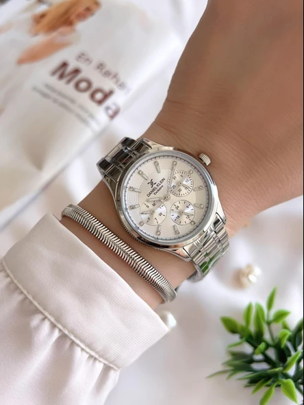 Daniel Klein Fonksiyonlu Çelik Kordon 3 Atm Suya Dayanıklı Özel Tasarım Kadın Kol Saat+Bileklik VS.BLKT.0243 - Resim 2