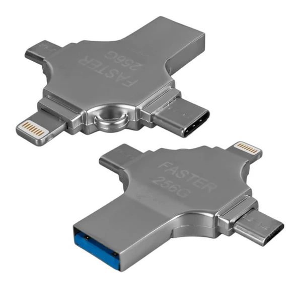 FASTER FS-26602 4 IN 1 256GB FLASH BELLEK (USB - TYPE-C - MICRO USB - LIGHTNING)