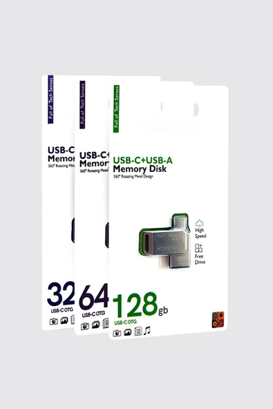 Sarftech USB Type-C Type-A 3 Fonsiyonlu Flash Bellek Metal Gövde Yüksek Hız 3.0 Usb Bellek Data Traveler 32GB