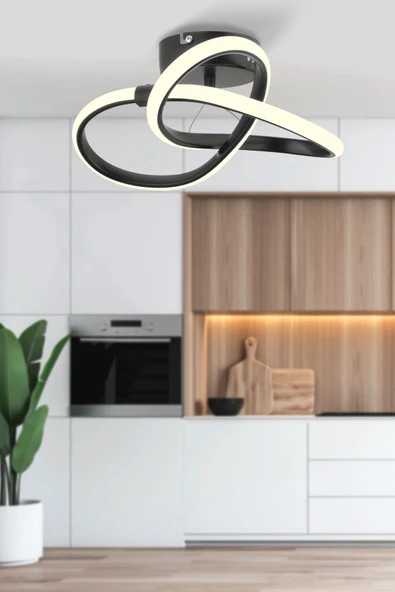 Dekorluna Alen Modern Plafonyer Siyah Beyaz Işık Tavana Sıfır Salon Mutfak Hol Led Avize ürün görseli