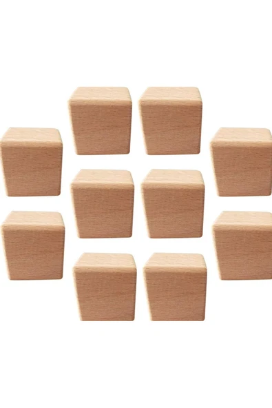 Antalya Kent ekipmanları Ahşap Küp Blok 9 cm 10 Adet Doğal Ahşap Küp
