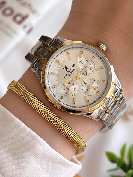 Daniel Klein Fonksiyonlu Çelik Kordon 3 Atm Suya Dayanıklı Özel Tasarım Kadın Kol Saat+Bileklik VS.BLKT.0240 ürün görseli